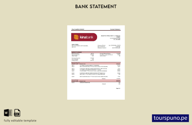 listo para imprimir plantilla de word   extracto bancario de Papua Nueva Guinea 